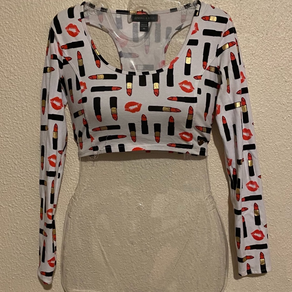 Kendall & Kylie White Black Size XS Crop Top